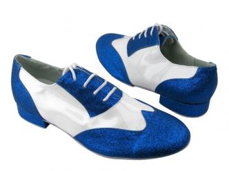 dansschoenen wit lak blauwe glitters  